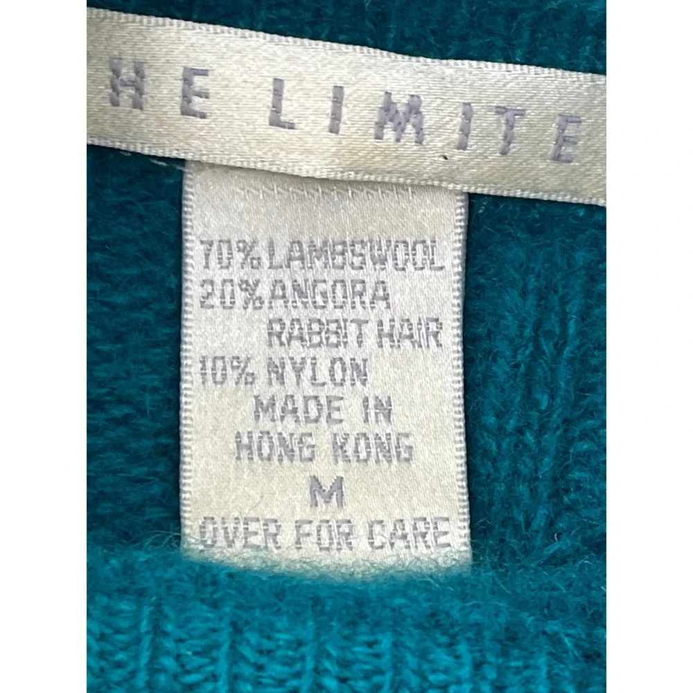The Limited Teal Green‎ Lambswool Angora Cable Knit Mock Neck Sweater Womens M